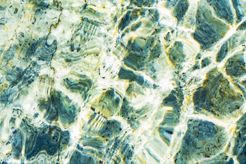 Grren water background or backdrop. Texture of the water surface.