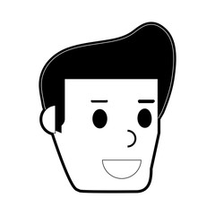 young happy man icon image vector illustration design  black and white