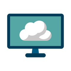 computer with cloud storage icon image vector illustration design 