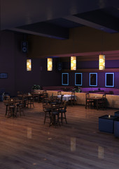 3D Rendering Lounge Bar Interior