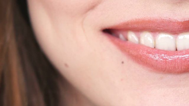 Close up Half face of young pretty woman which smiling