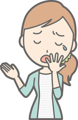 Obraz premium Illustrations yawn wearing striped clothes are yawning