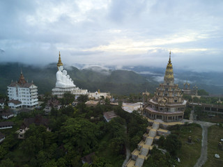Fototapeta premium Aerial view Wat Phra That Pha Son Kaew in Phetchabun, Thailand.