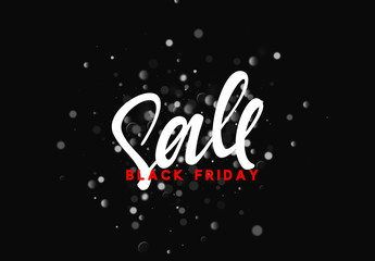 Black Friday sale, banner, poster advert. Card offert promotion design. Background lights bokeh
