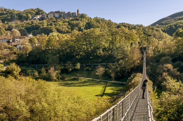 The Ferriere suspension bridge is a pedestrian walkway that connects the two sides of the Lima stream, between Mammiano Basso and Popiglio in the municipality of San Marcello Piteglio, Pistoia, Italy