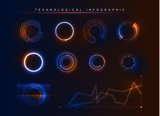 Holographic technological infographic. Big data visualization. Vector illustration