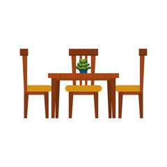 dining table with chairs  frontview furniture icon image vector illustration design 