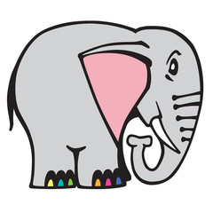 cartoon elephant logo. Side view vector illustration 