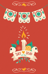 Day of the dead hand drawn sugar skull poster art