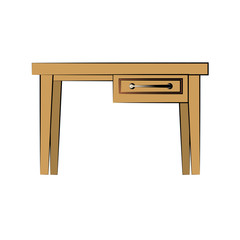 desk with small drawer furniture icon image vector illustration design 