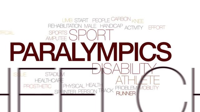 Paralympics animated word cloud, text design animation. Kinetic typography.