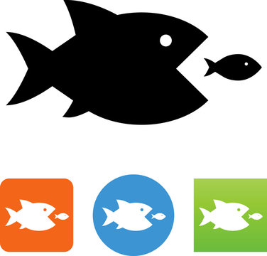 Fish Eating Fish Icon - Illustration