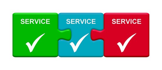 3 Puzzle Buttons zeigen Service Service Service