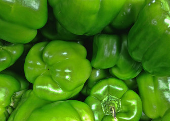 Green bell peppers close up