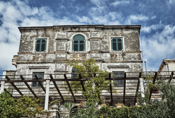 Stone house with garden in the city of Dubrovnik in Croatia.