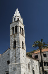 Tower of medieval church in the town of Dubrownik in Croatia.