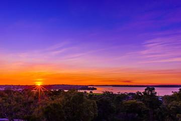 スワン川の夕日 オーストラリア パース