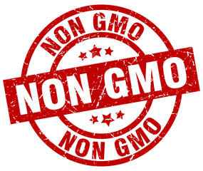 non gmo round red grunge stamp