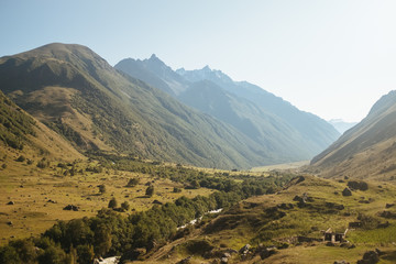 colorful view in Caucasus mountains in autumn