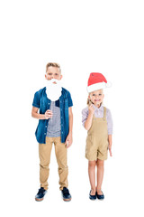 kids with santa hat and fake beard