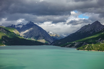 Lake of Cancano and mountains Bormio (Province of Sondrio)