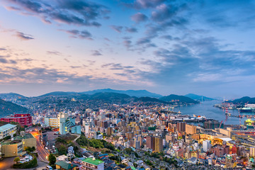 Nagasaki, Japan Cityscape - obrazy, fototapety, plakaty