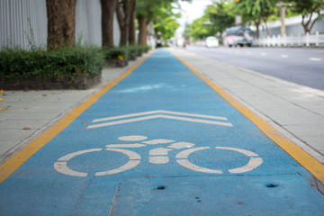 Bike lanes signs on footpath
