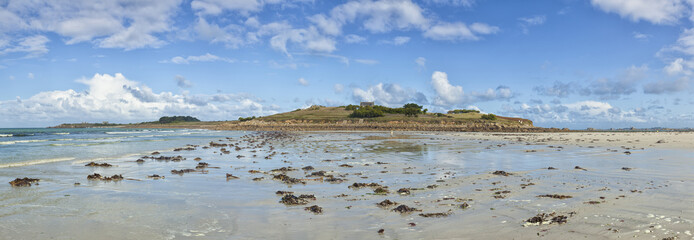 Panorama of Île de Siec, Brittany, at low tide