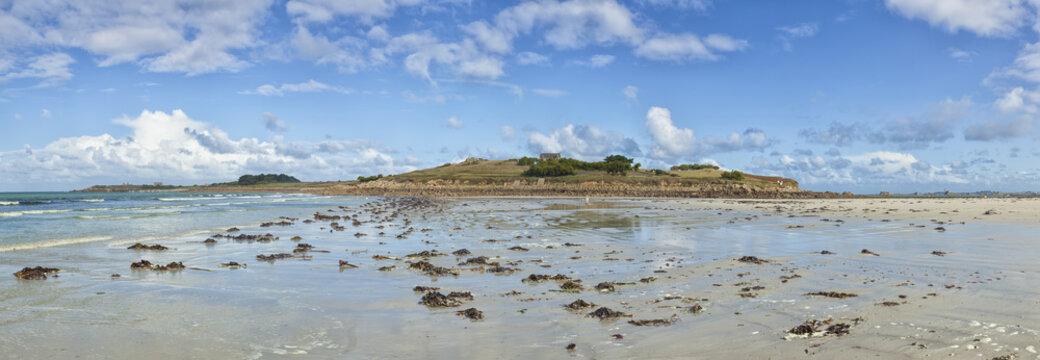 Panorama of &Icirc;le de Siec, Brittany, at low tide