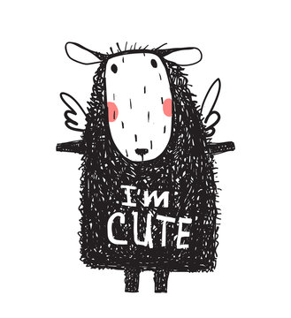 I am Cute Hairy Sheep Sign Card Print