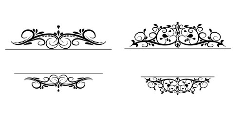 Vintage vector swirl frame set