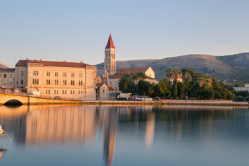Obraz premium Waterfront view of beautiful Trogir, Croatia - Unesco World Heritage Site. Image at sunrise.
