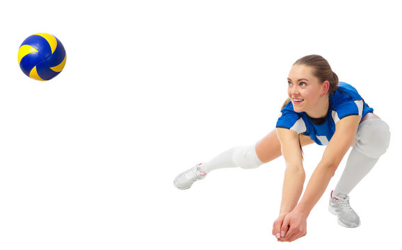 Woman voleyball player isolated (ver with ball)