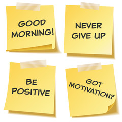 Sticky note with text and shadow isolated on transparent background set. Yellow paper. Message on notepaper.Reminder. Vector illustration