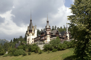 Fototapeta na wymiar Castelul Peleș (Peles Castle) - royal mansion of king Carol I in Carpathian Mountains in Romania
