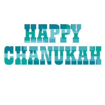 happy chanukah typography with stripe bckground