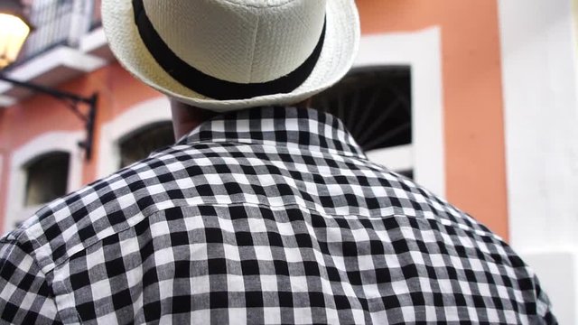 Young traveler walking and looking forward at Pelourinho, Salvador, Brazil