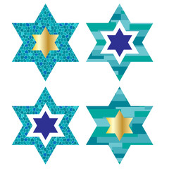 Jewish stars with pattern backgrounds