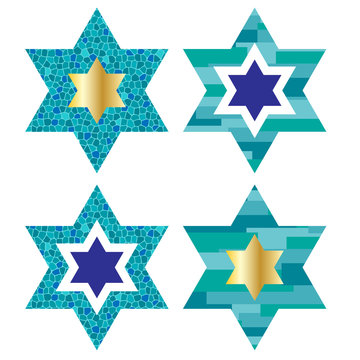 Jewish stars with pattern backgrounds