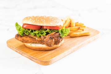 grilled chicken burger with french fries