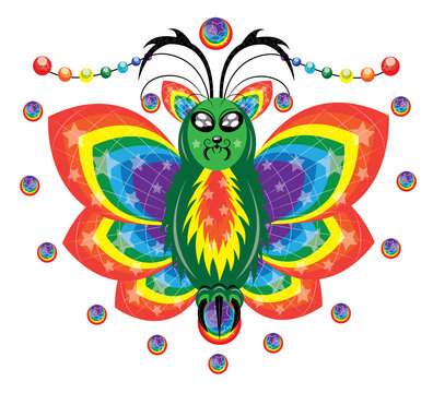 Butterfly with a rainbow in wings