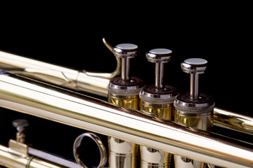 Obraz na płótnie Canvas Close up image of brass trumpet