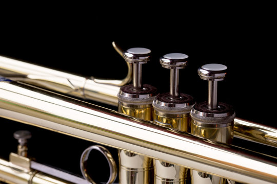 Close up image of brass trumpet
