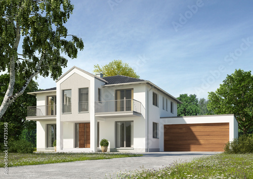 "Haus Klassik mit Garage 1" Stockfotos und lizenzfreie Bilder auf