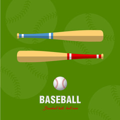Baseball bat and ball icon, isolated on a green background