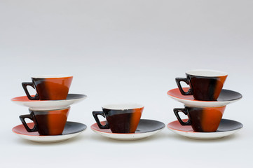 Retro porcelain coffee cup set