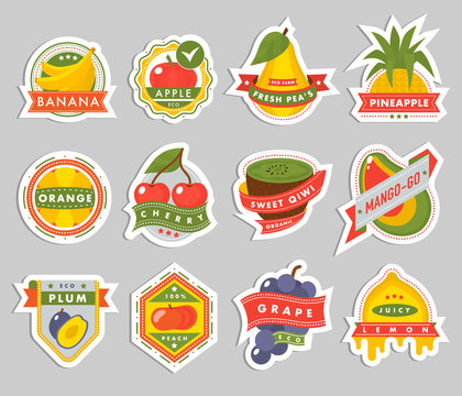 Fruits logo badges template vector icons illustration for farm and product design