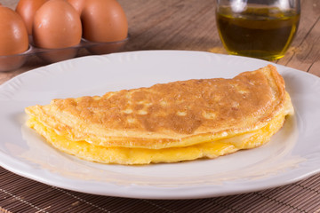 Omelet with cheese and ham