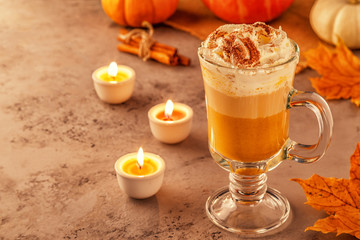 Pumpkin spice latte with whipped cream