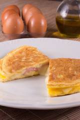 Omelet with cheese and ham